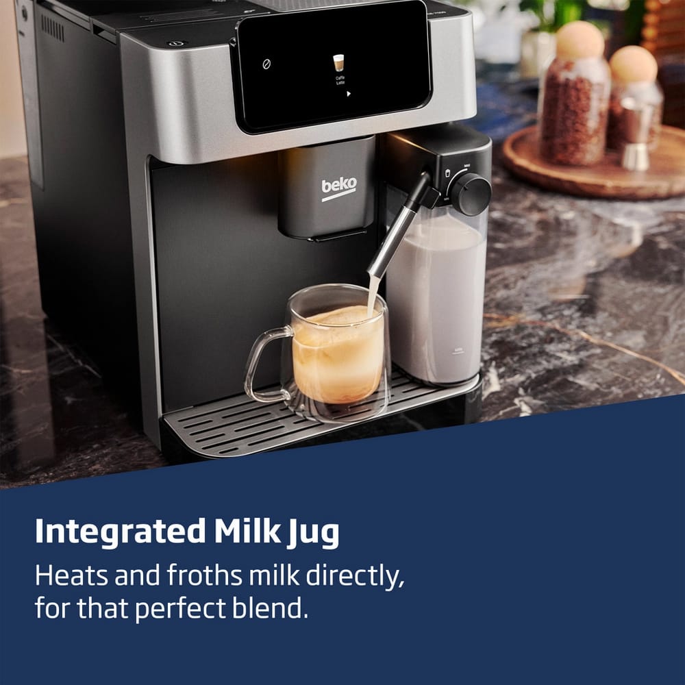 Beko CaffeoExperto Bean to Cup Fully Automatic Espresso Coffee Machine with Integrated Milk Jug in Silver - CEG7304X image 5
