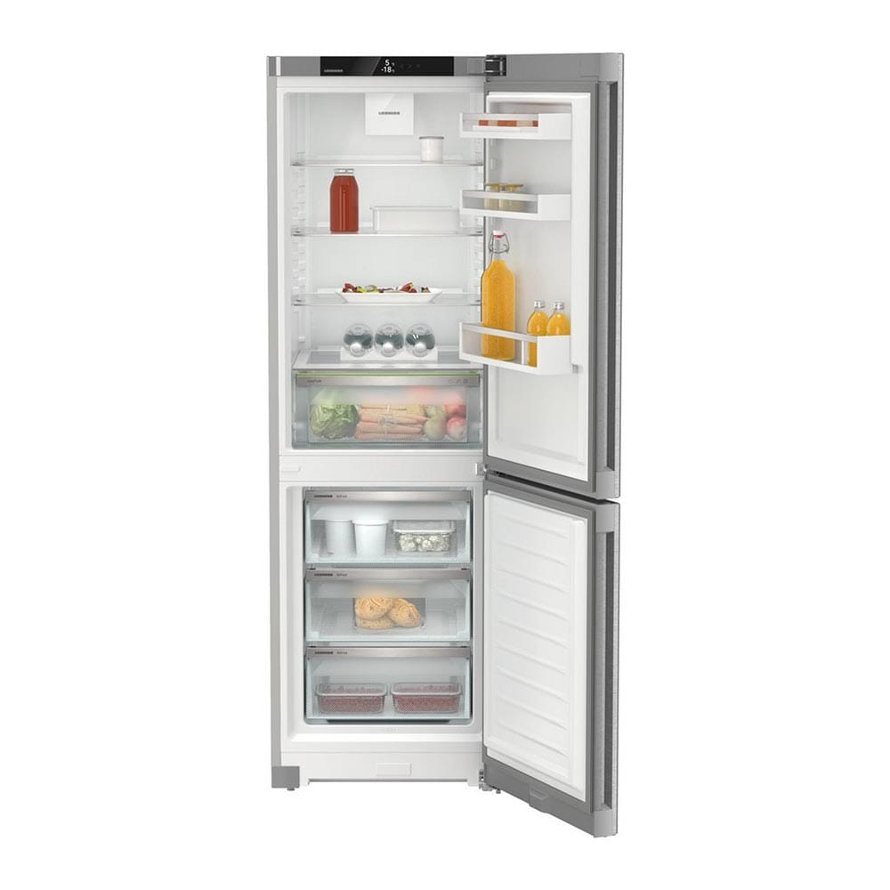Liebherr CNSDC5203 186cm Tall Fridge Freezer, 227 Litre Fridge, 103 Litre Freezer, 60cm Wide, NoFrost, Silver Steel image 1