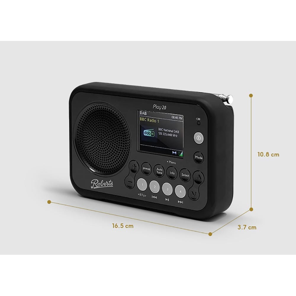 Roberts Radio PLAY20BLK DAB Radio in Black image 2