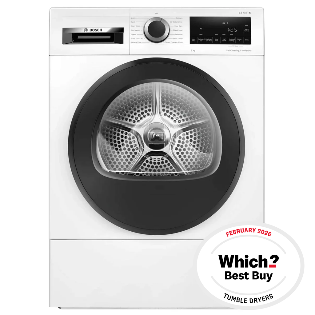 Bosch WQG24502GB 9kg, Sensor Dry, Freestanding Heat Pump Tumble Dryer, White