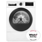 Bosch WQG24502GB 9kg, Sensor Dry, Freestanding Heat Pump Tumble Dryer, White